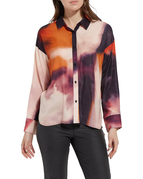 Printed Stitched Satin Shirt 3258