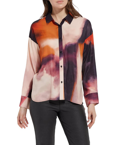 Printed Stitched Satin Shirt 3258