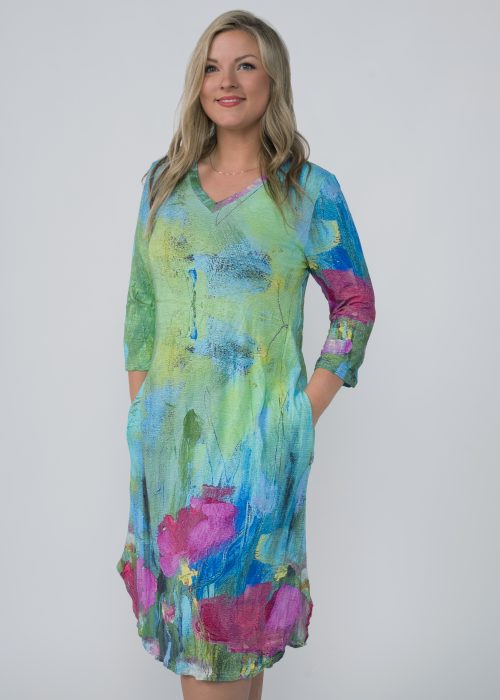 V-Neck Crinkle Dress U37-010AP