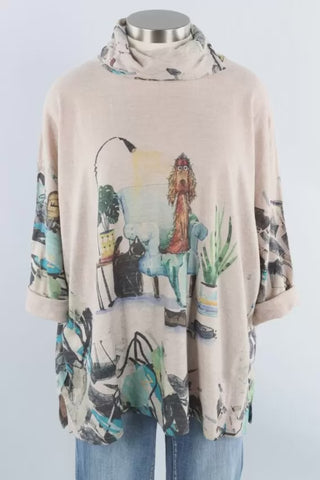 Cowl Dolman Sleeve Top T1097BM